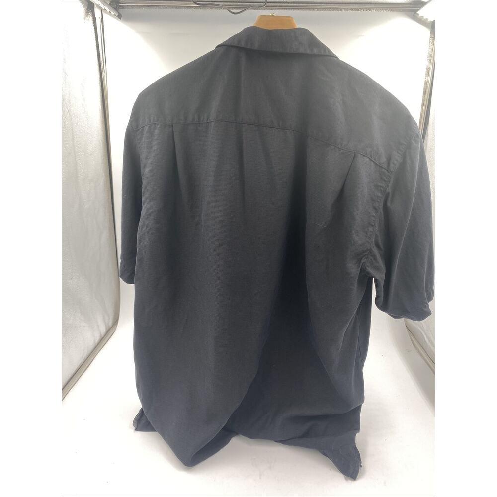 Tommy Bahama Shirt Mens Large Black Short Sleeve 100% Silk Button Up Palm Tree - Picture 6 of 8